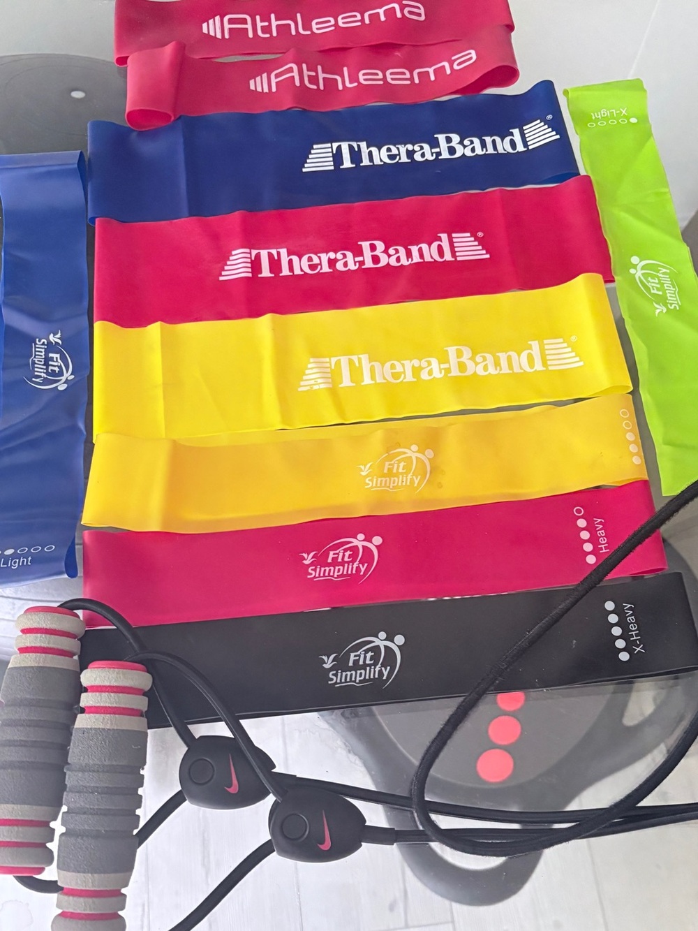 11 Piece Resistance Band Set - Yellow, Red, Blue